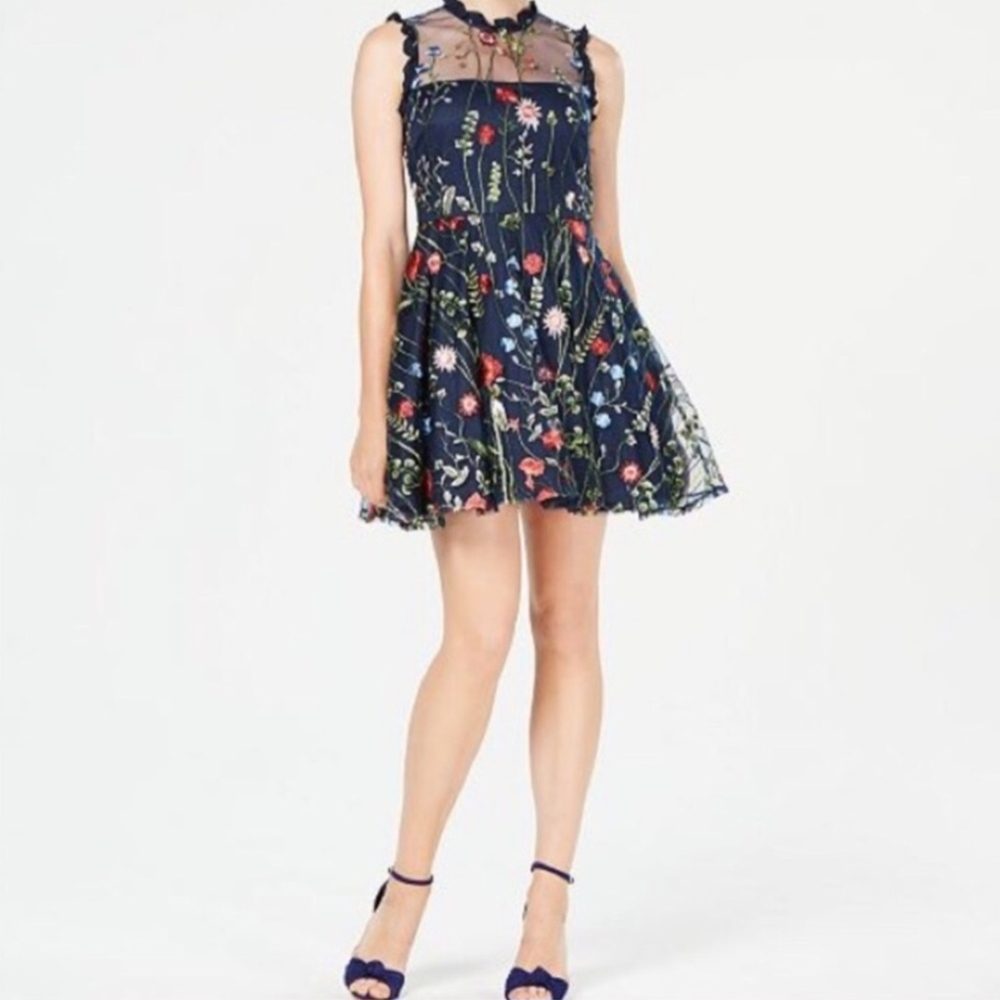 City Studio Black Sleeveless Mock Neck A-Line Dress